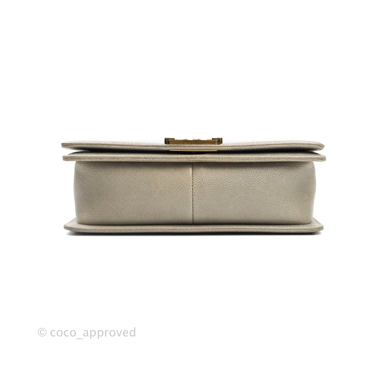 Chanel Boy Quilted Medium Taupe Grey Caviar Gold Hardware 14B