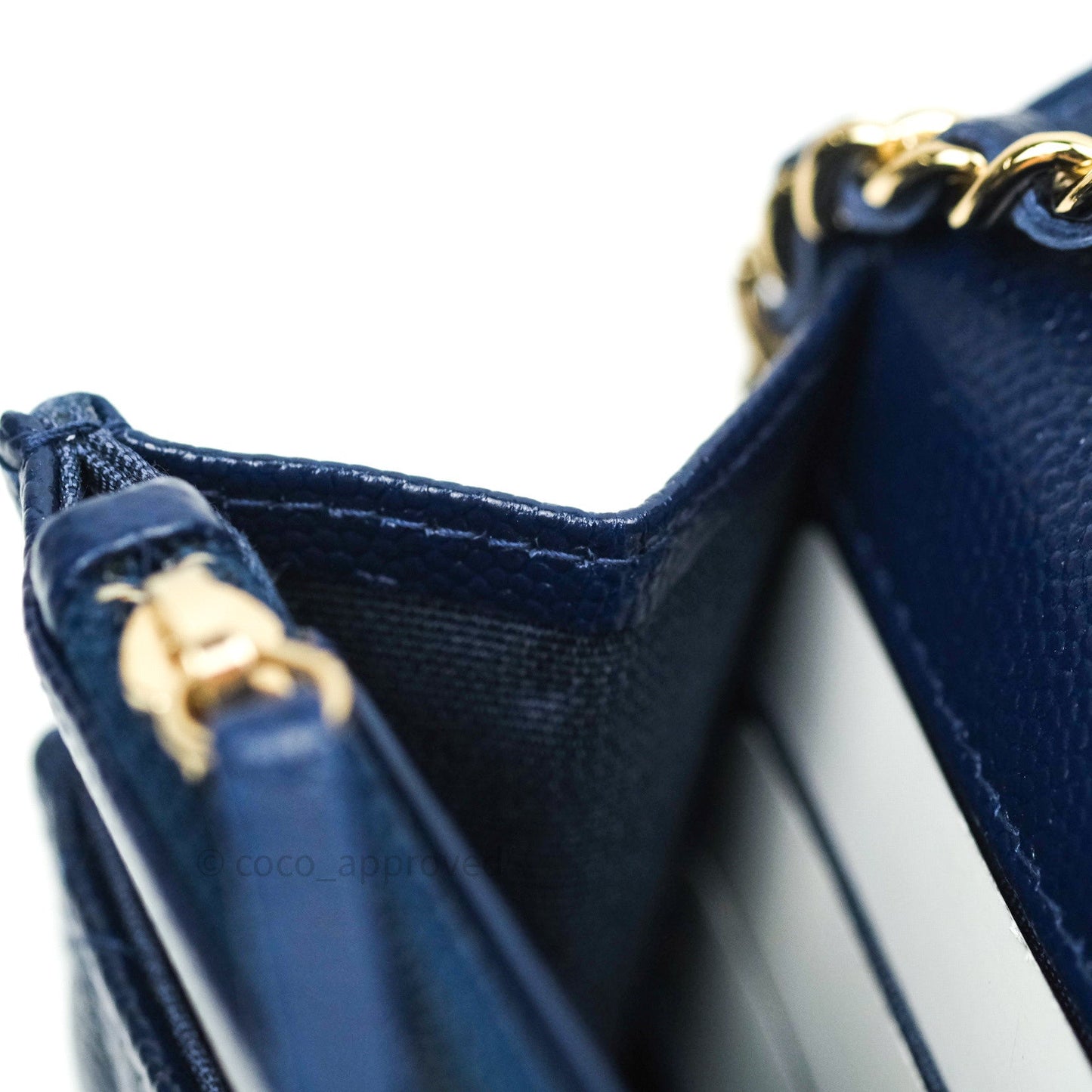 Chanel Quilted Wallet on Chain WOC Navy Caviar Gold Hardware