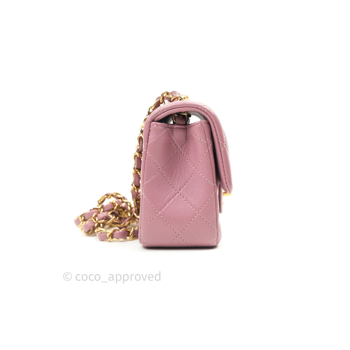 Chanel Quilted Mini Rectangular Pink Lambskin Gold Hardware