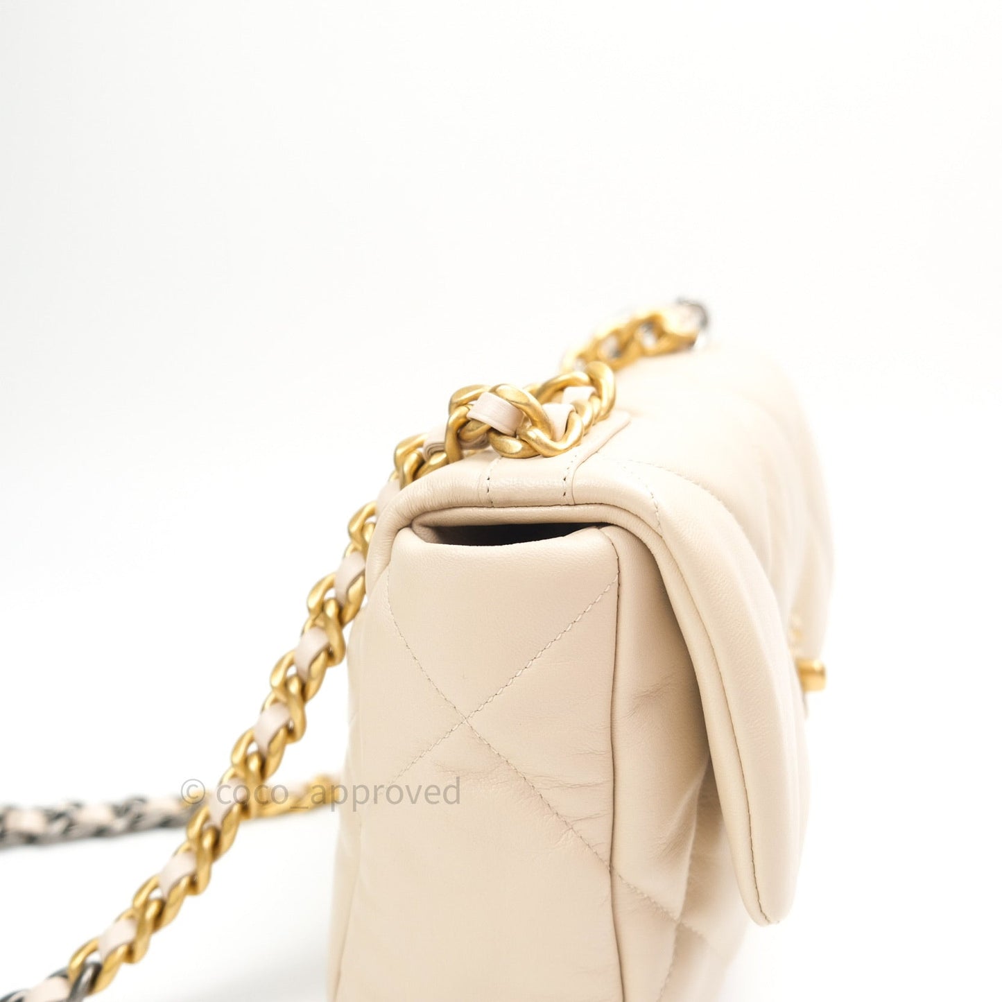 Chanel 19 Small Beige Goatskin Mixed Hardware