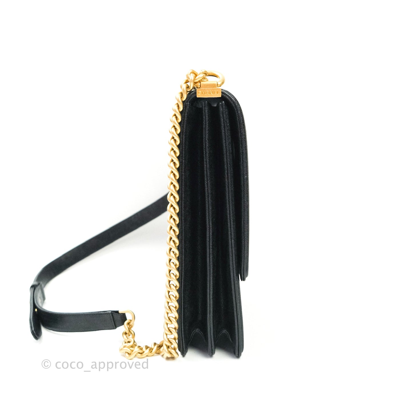 Chanel Quilted North South Boy Flap Black Caviar Gold Hardware