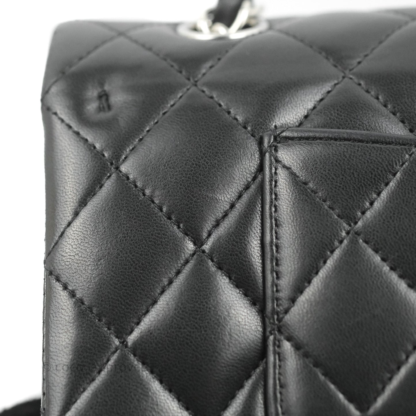 Chanel Classic M/L Medium Flap Quilted Black Lambskin Silver Hardware