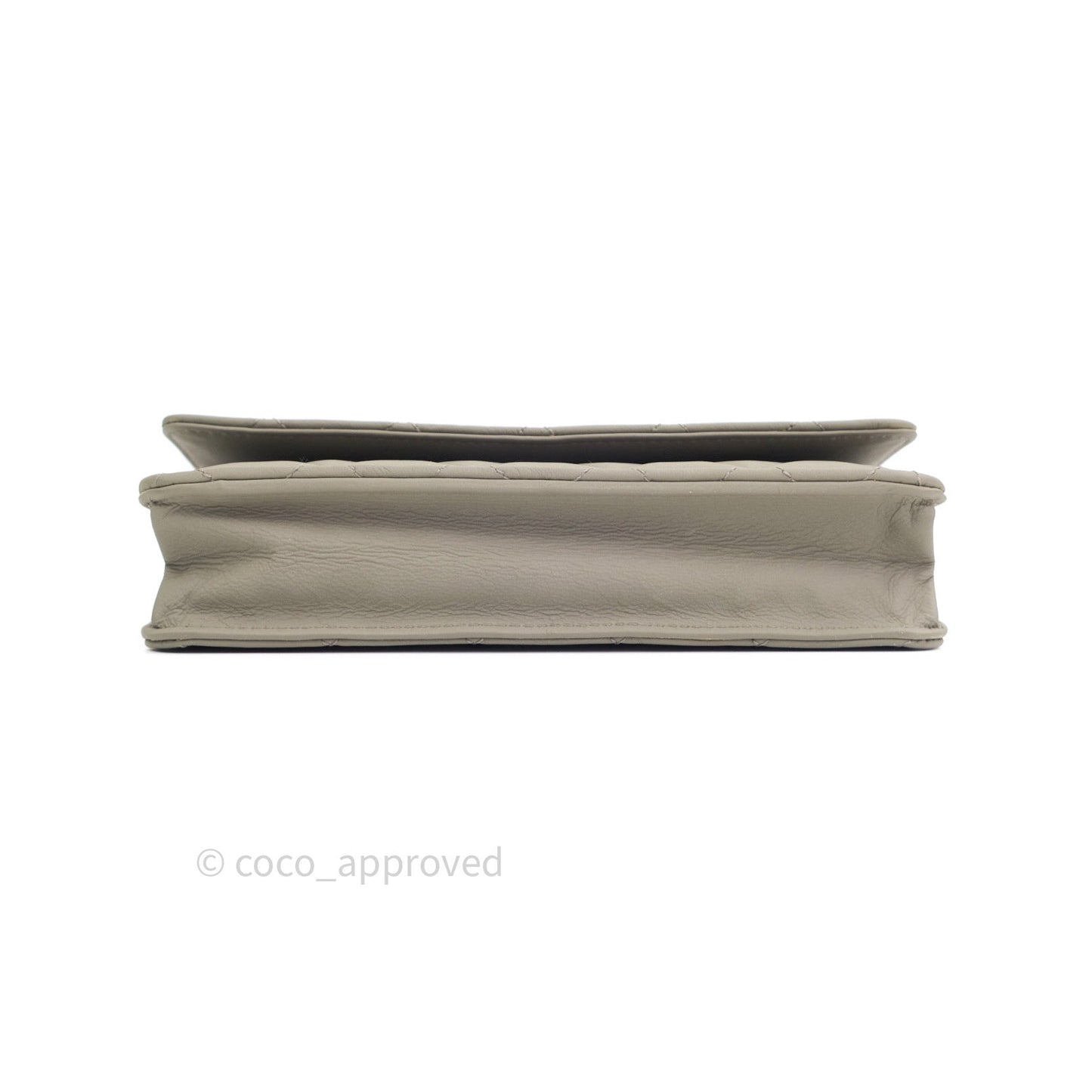 Chanel Quilted Wallet on Chain WOC Grey Calfskin Matte Grey Hardware