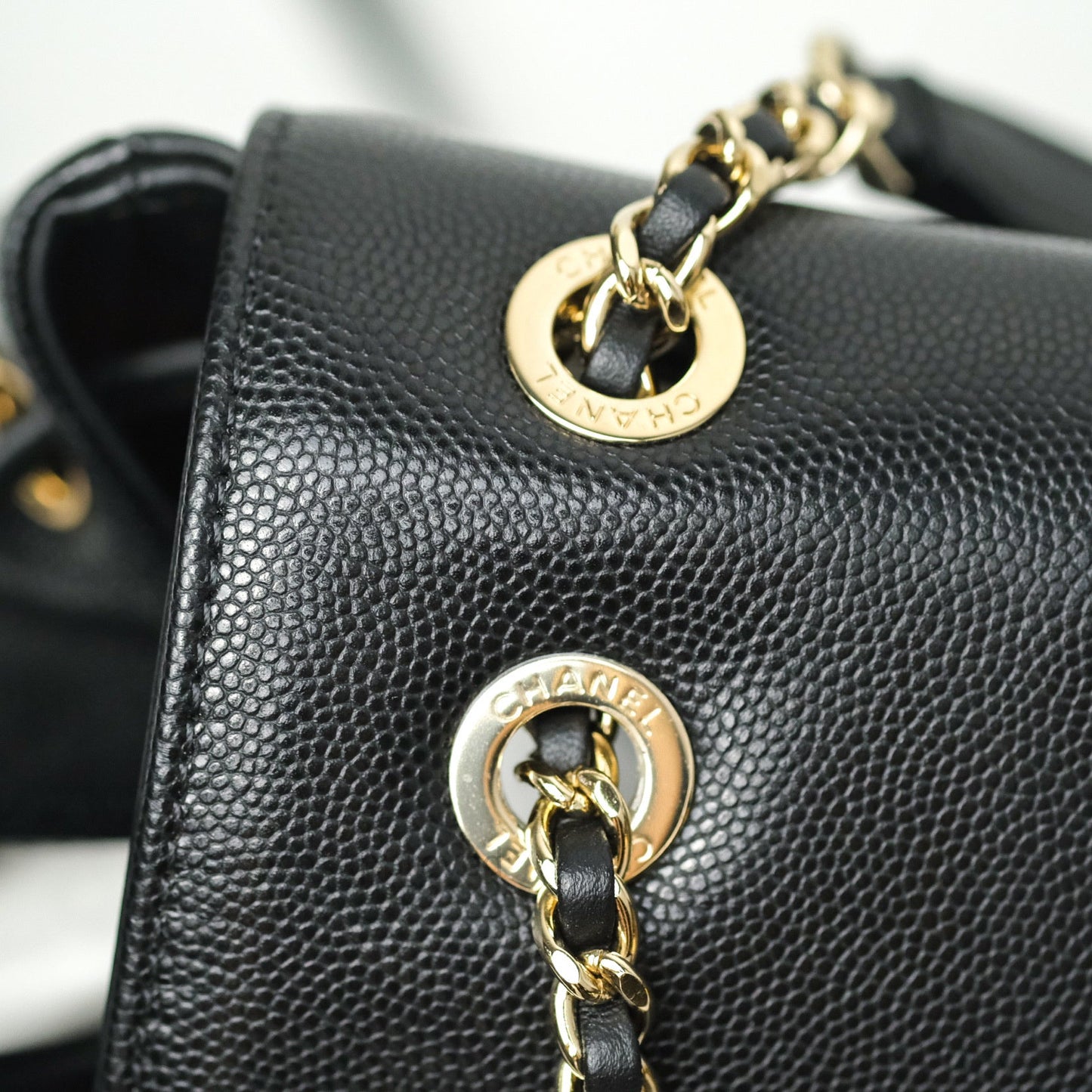 Chanel Quilted Business Affinity Backpack Black Caviar Light Gold Hardware