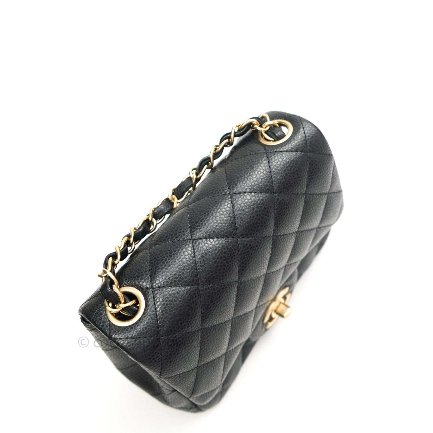 Chanel Mini Square Dark Gray Caviar Gold Hardware