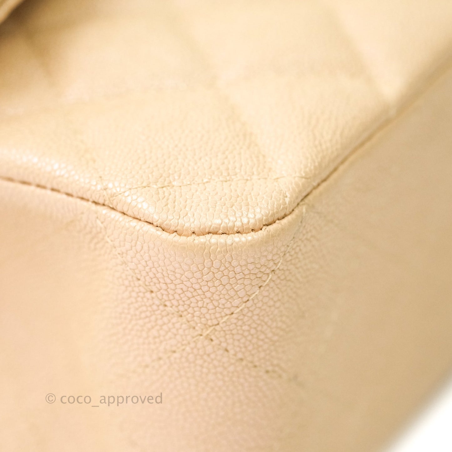 Chanel Classic M/L Medium Double Flap Iridescent Beige Caviar Gold Hardware 19S