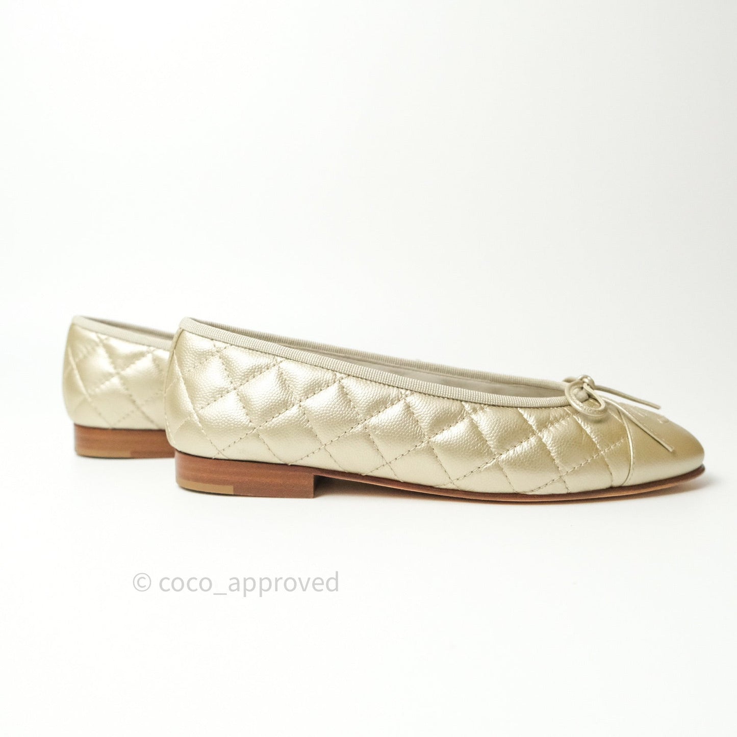 Chanel Ballerina CC Caviar Light Gold Size 36