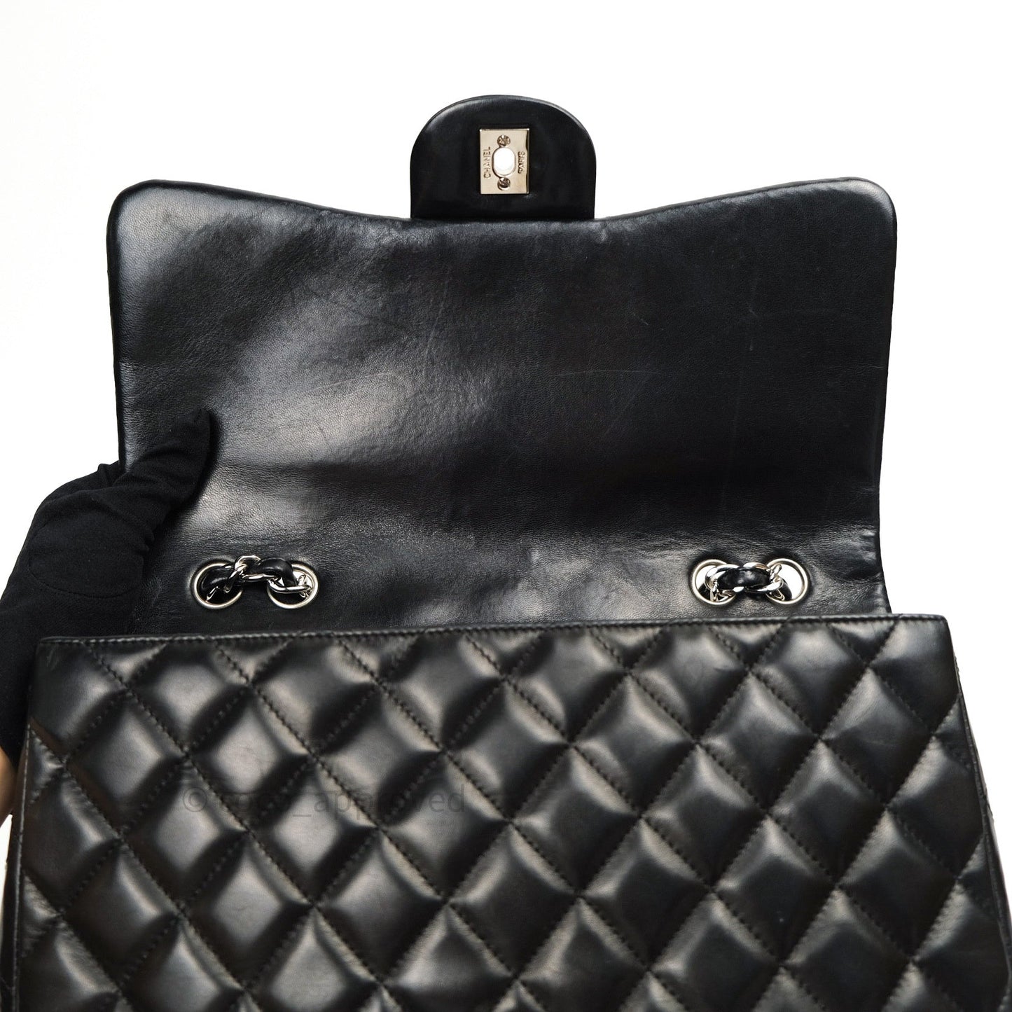 Chanel Jumbo Single Flap Black Lambskin Silver Hardware⁣⁣