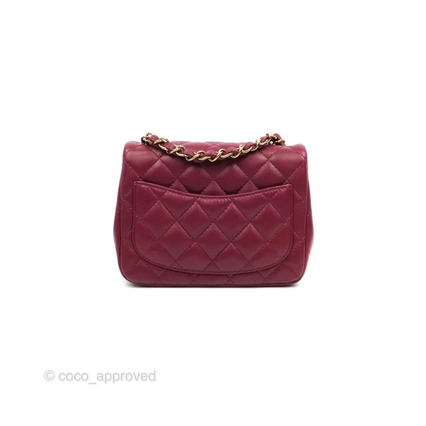 Chanel Quilted Mini Square Dark Red Burgundy Lambskin Gold Hardware 21K