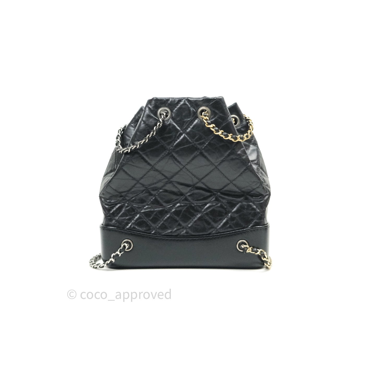 Chanel Gabrielle Backpack Black Aged Calfskin Small Black Mixed Hardware