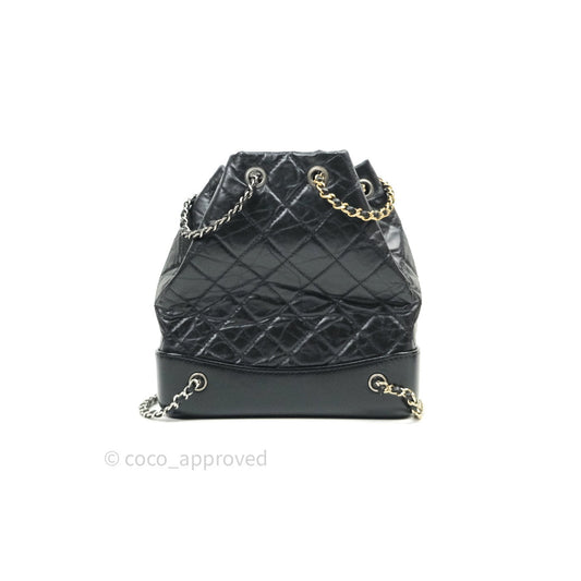 Chanel Gabrielle Backpack Black Aged Calfskin Small Black Mixed Hardware
