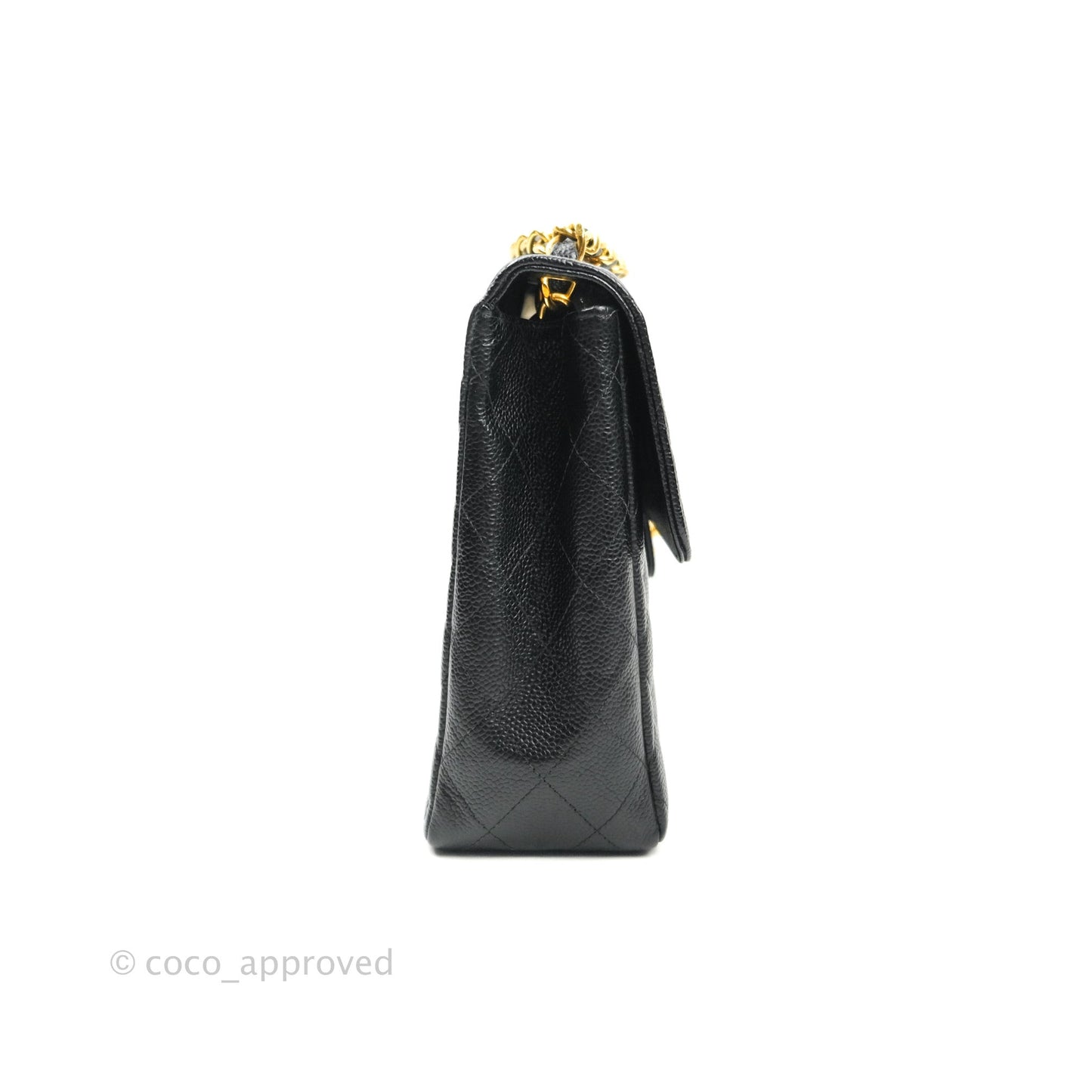 Chanel Classic Vintage Jumbo Single Flap Black Caviar 24K Gold Hardware
