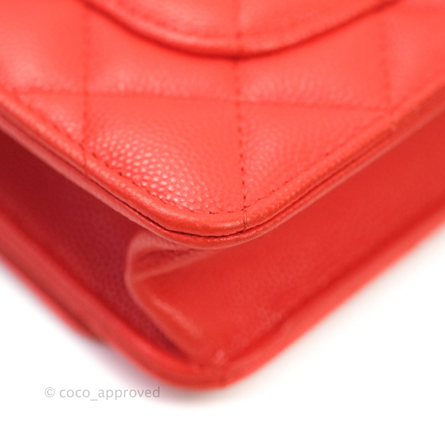 Chanel Quilted Wallet on Chain WOC Red Caviar Gold Hardware