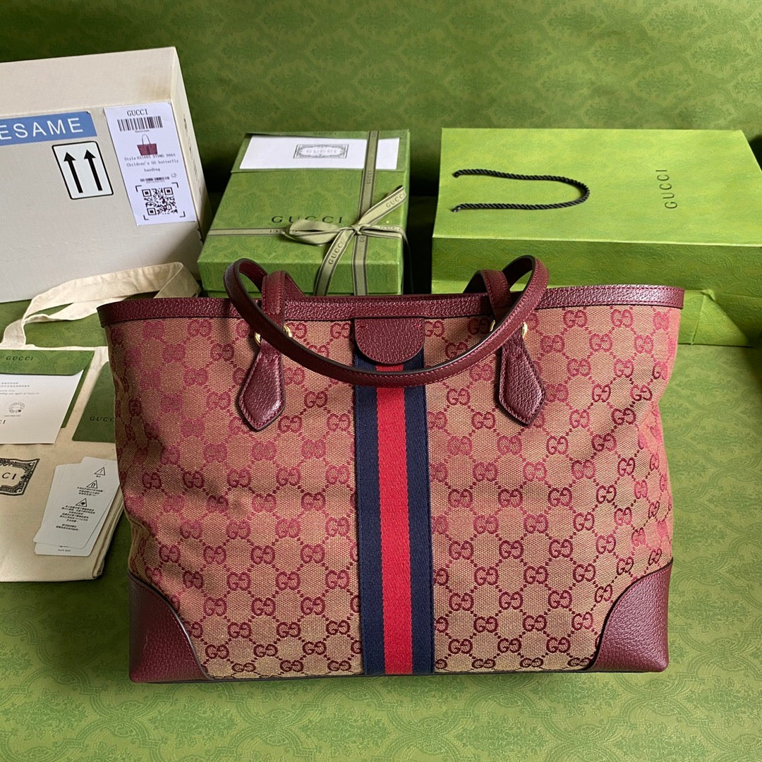 Luxury Gucci Ophidia Medium Tote With Web Bag