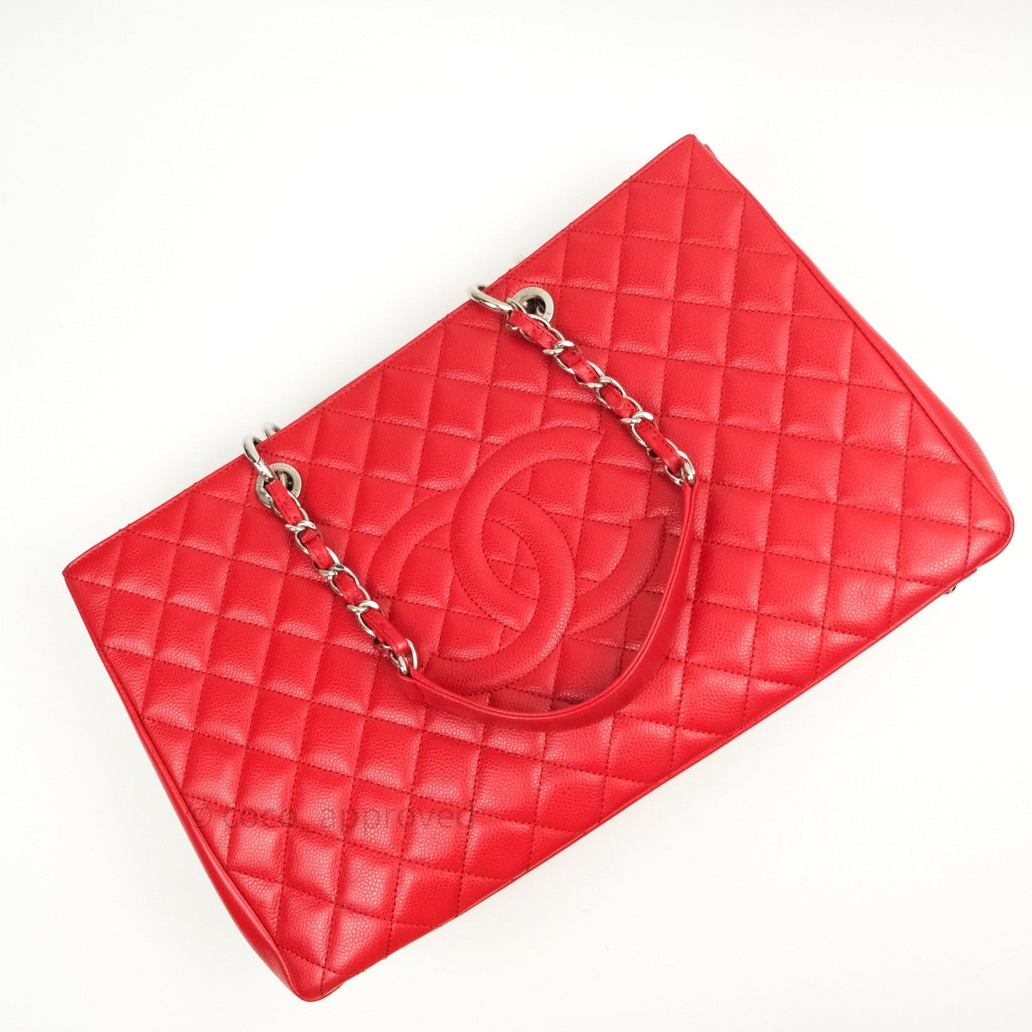 Chanel XL Grand Shopping Tote GST Red Caviar Silver Hardware