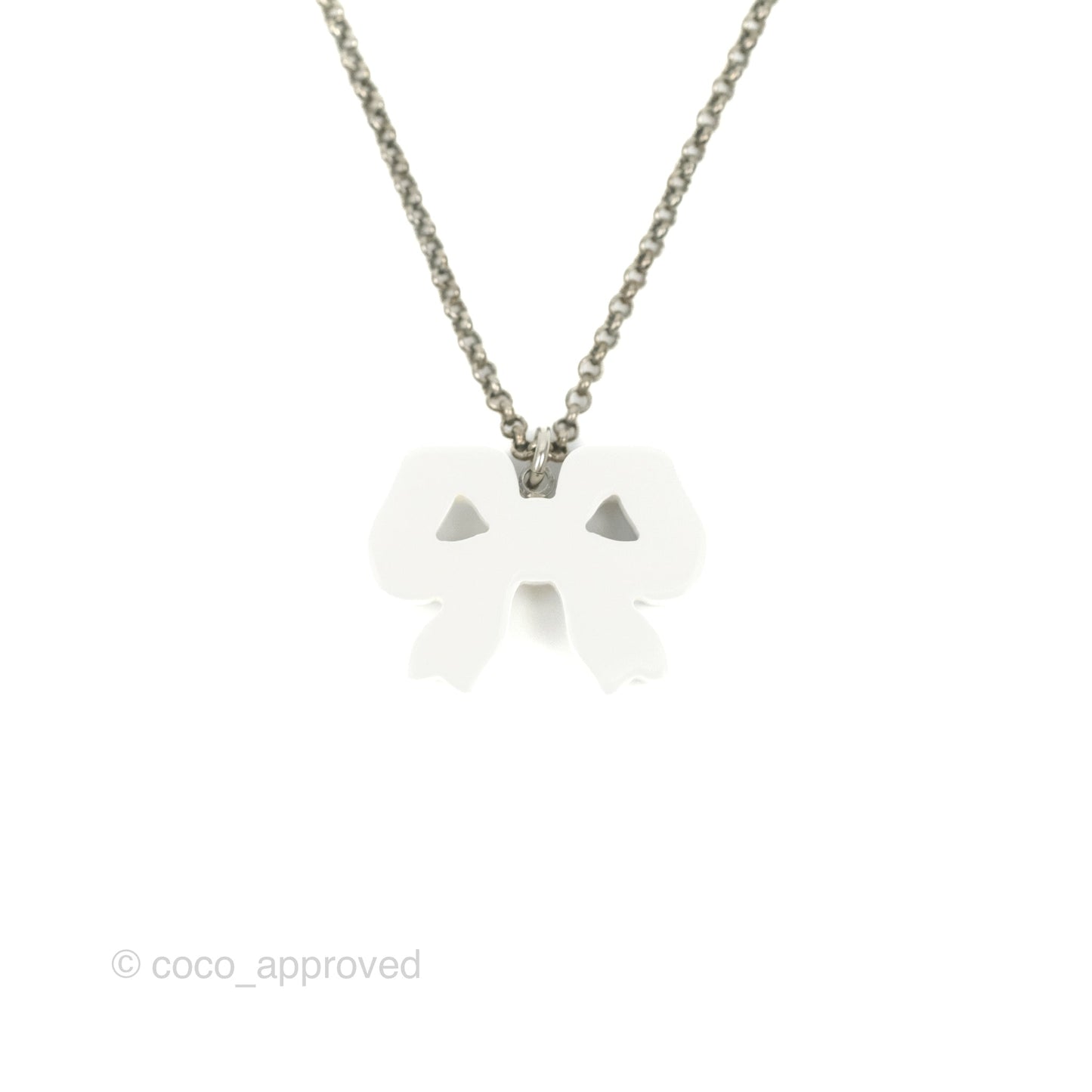 Chanel CC Pearl Bow Necklace Black Silver Hardware 18P