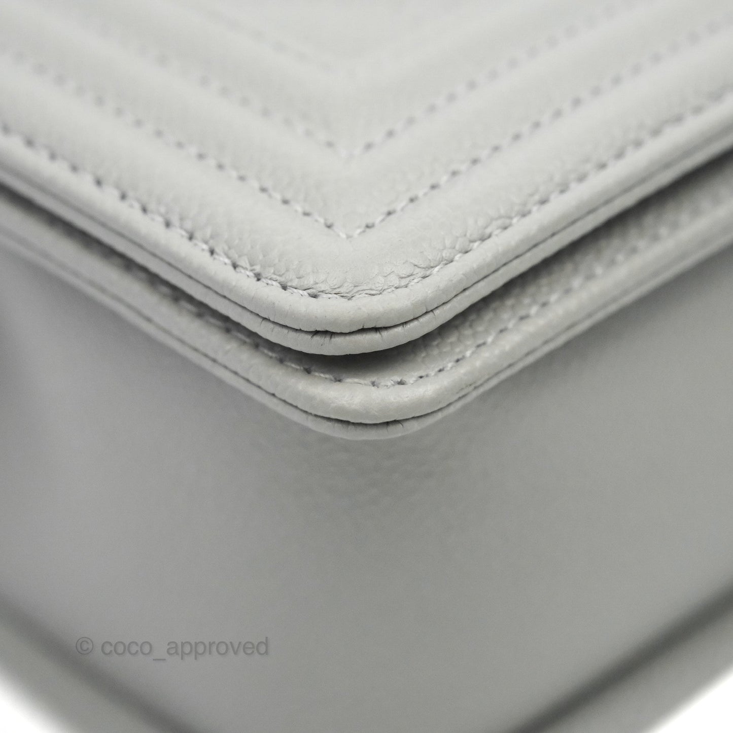 Chanel Small Boy Grey Caviar Gold Hardware