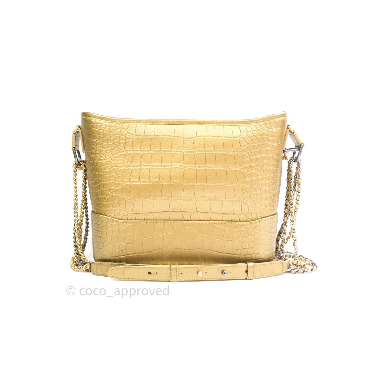 Chanel Crocodile Embossed Calfskin Medium Gabrielle Cocodile Hobo Gold