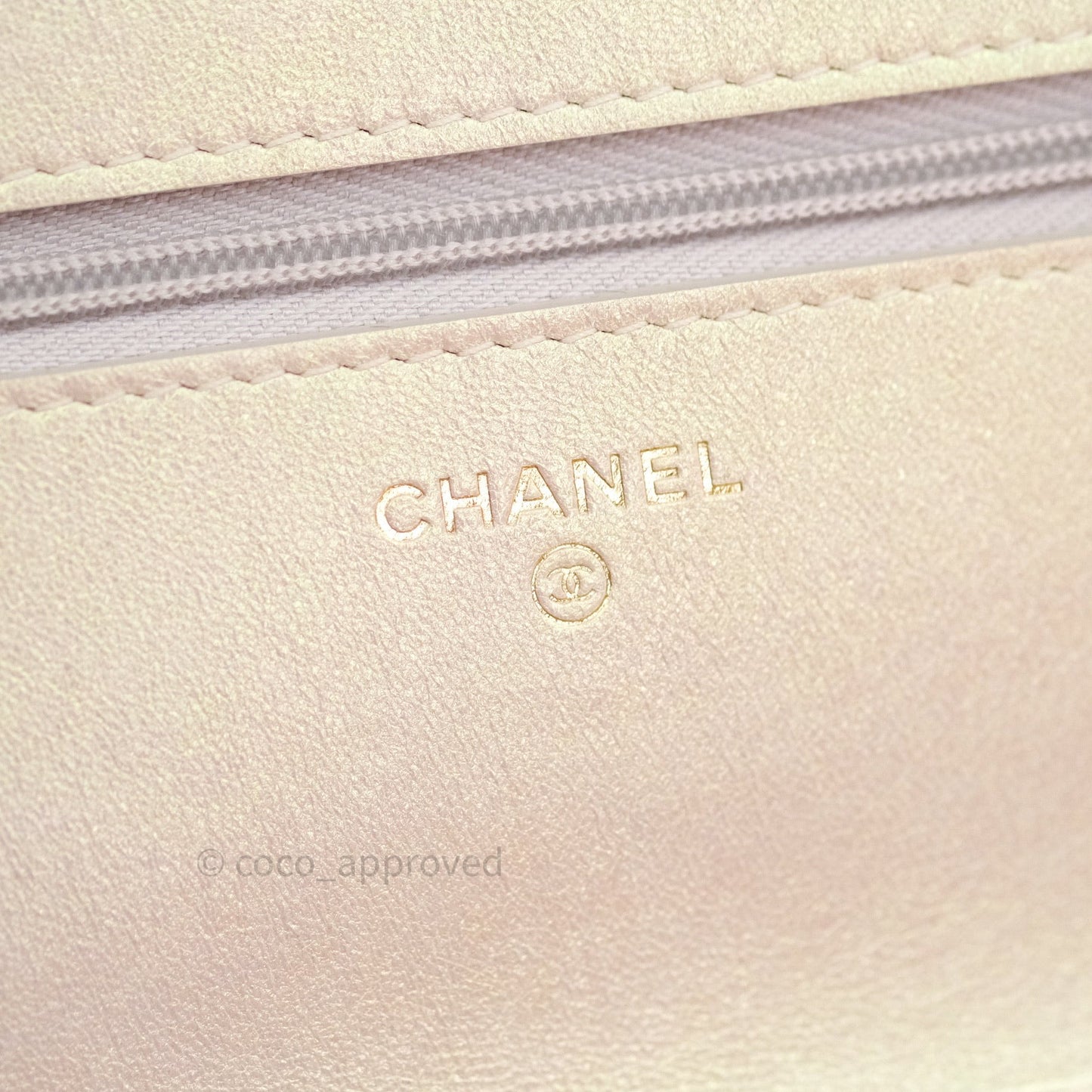 Chanel Quilted Wallet on Chain WOC Iridescent Ivory Gold Hardware 20A