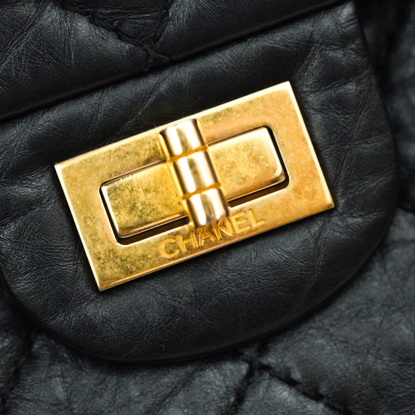 Chanel Reissue Quilted Aged Calfskin Black Gold Hardware 226