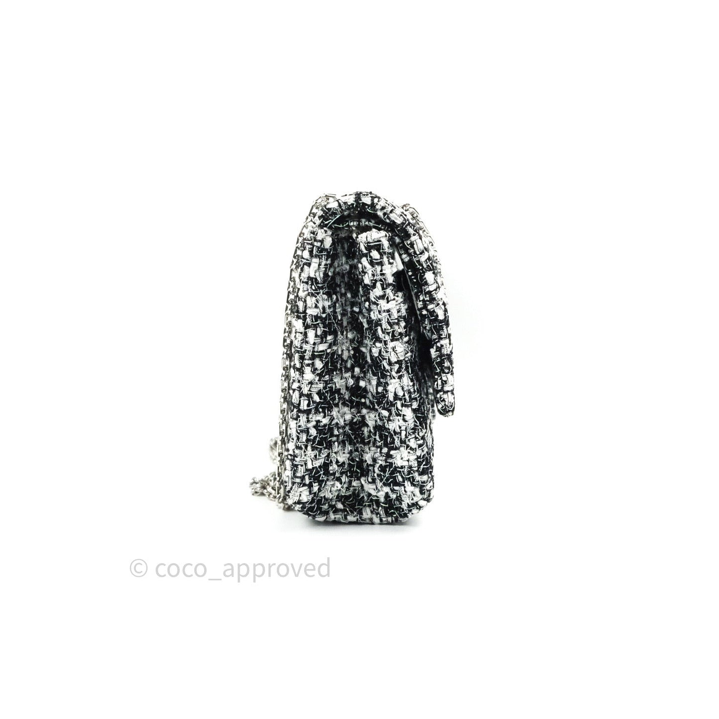 Chanel Reissue Quilted Tweed Black White Enamel Silver Hardware 226