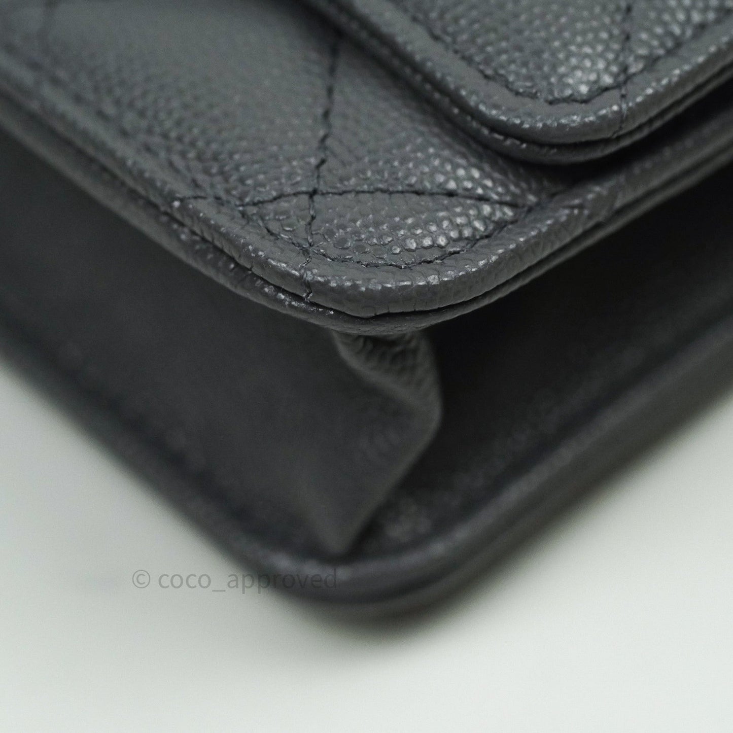Chanel Quilted Wallet on Chain WOC Grey Caviar Gold Hardware