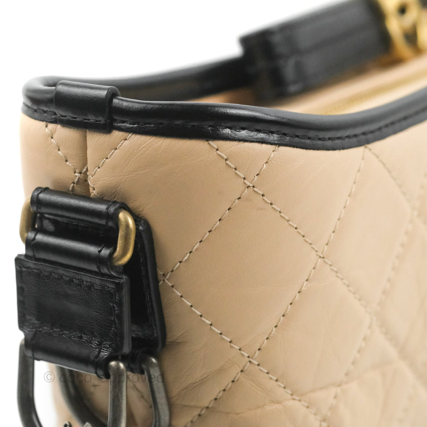 Chanel New Medium Gabrielle Hobo Beige/Black Aged Calfskin