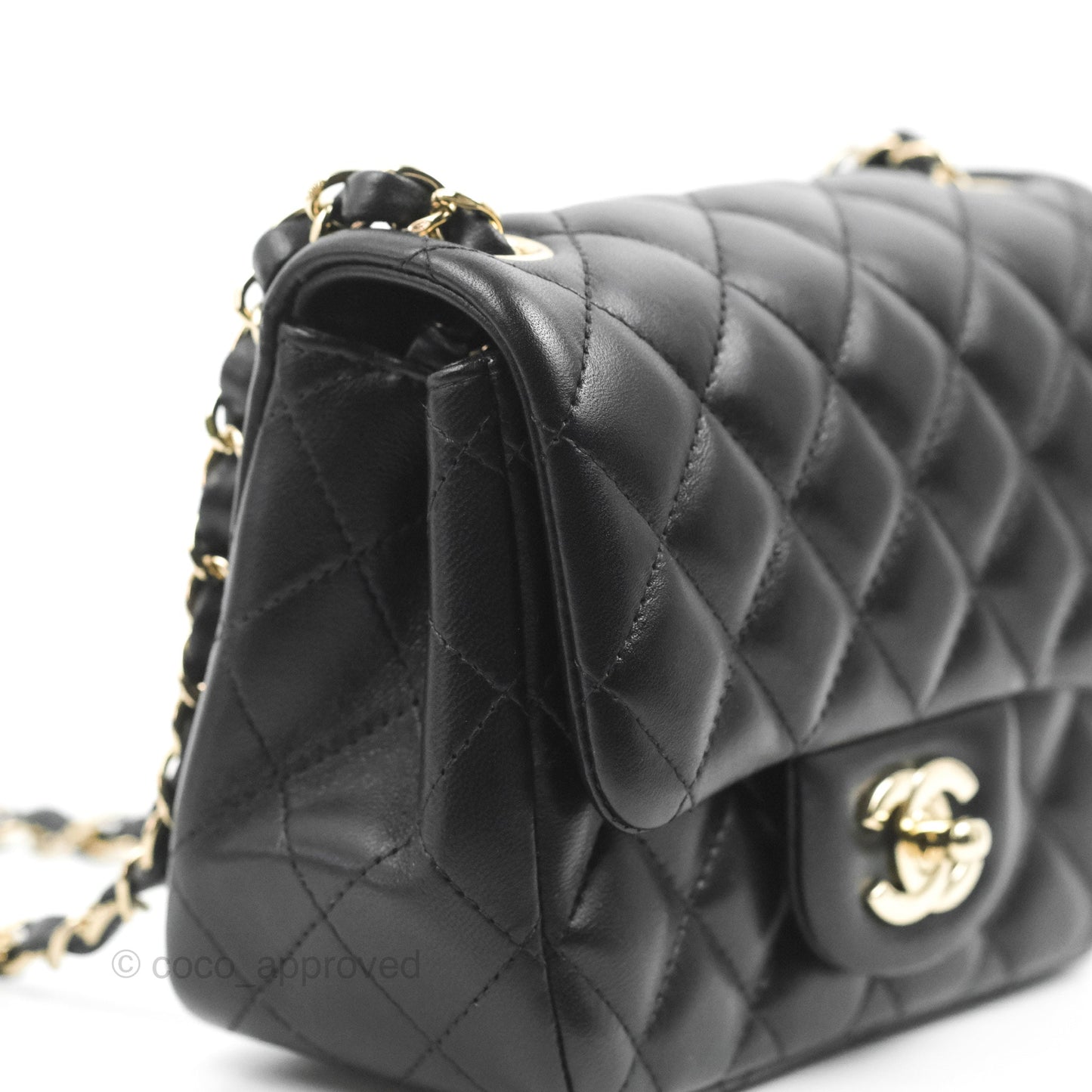 Chanel Mini Square Black Lambskin Gold Hardware