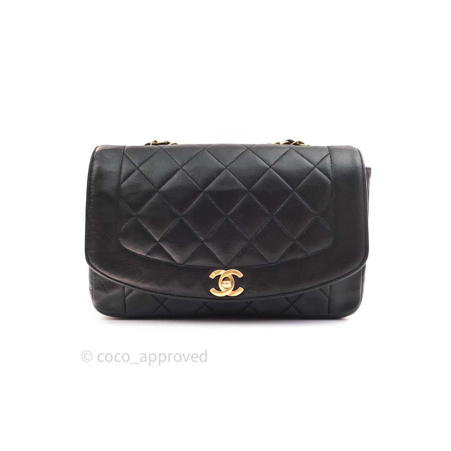 Chanel Black Quilted Lambskin Medium Vintage Classic Diana Flap Bag