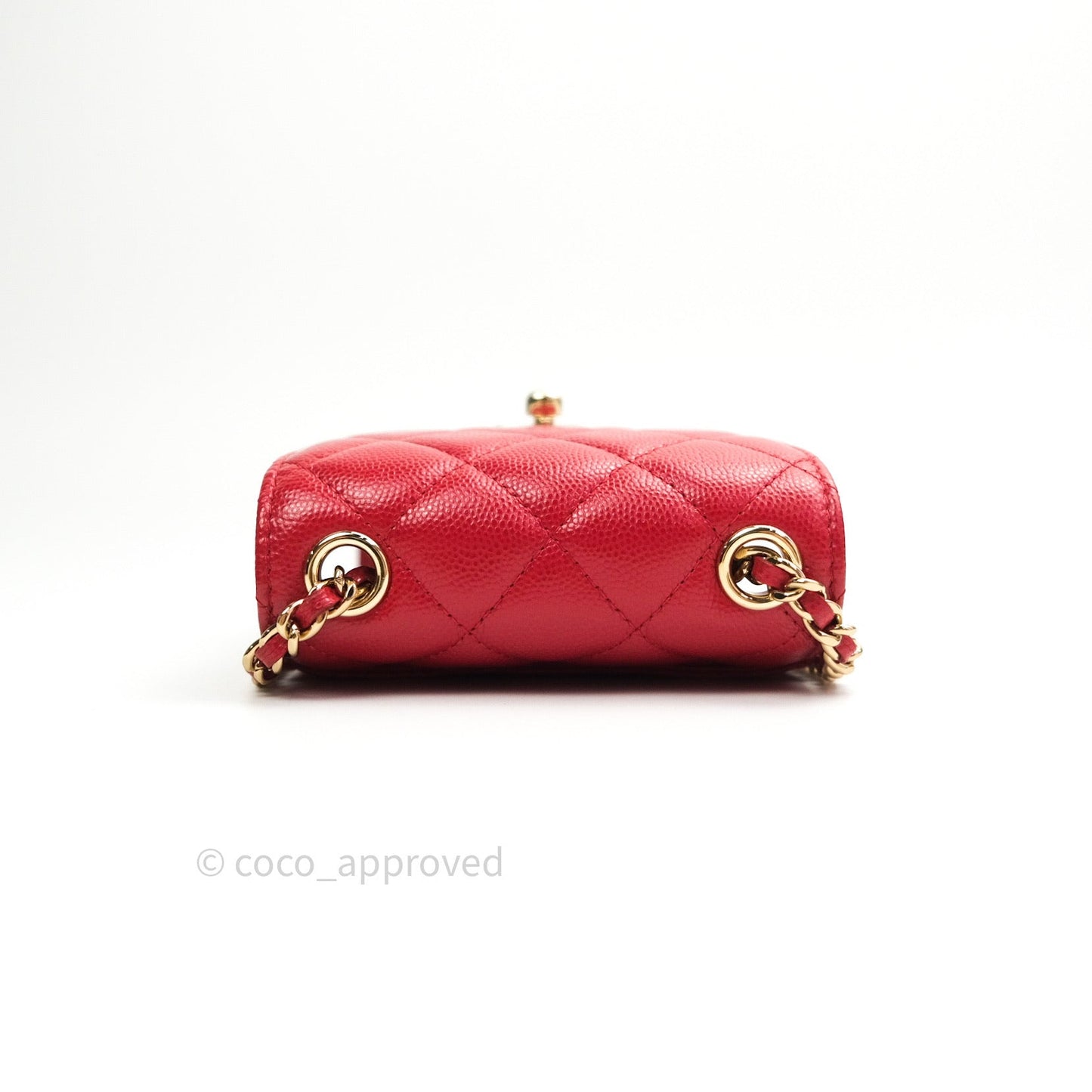 Chanel Classic Red Caviar Gold Hardware Phone Holder