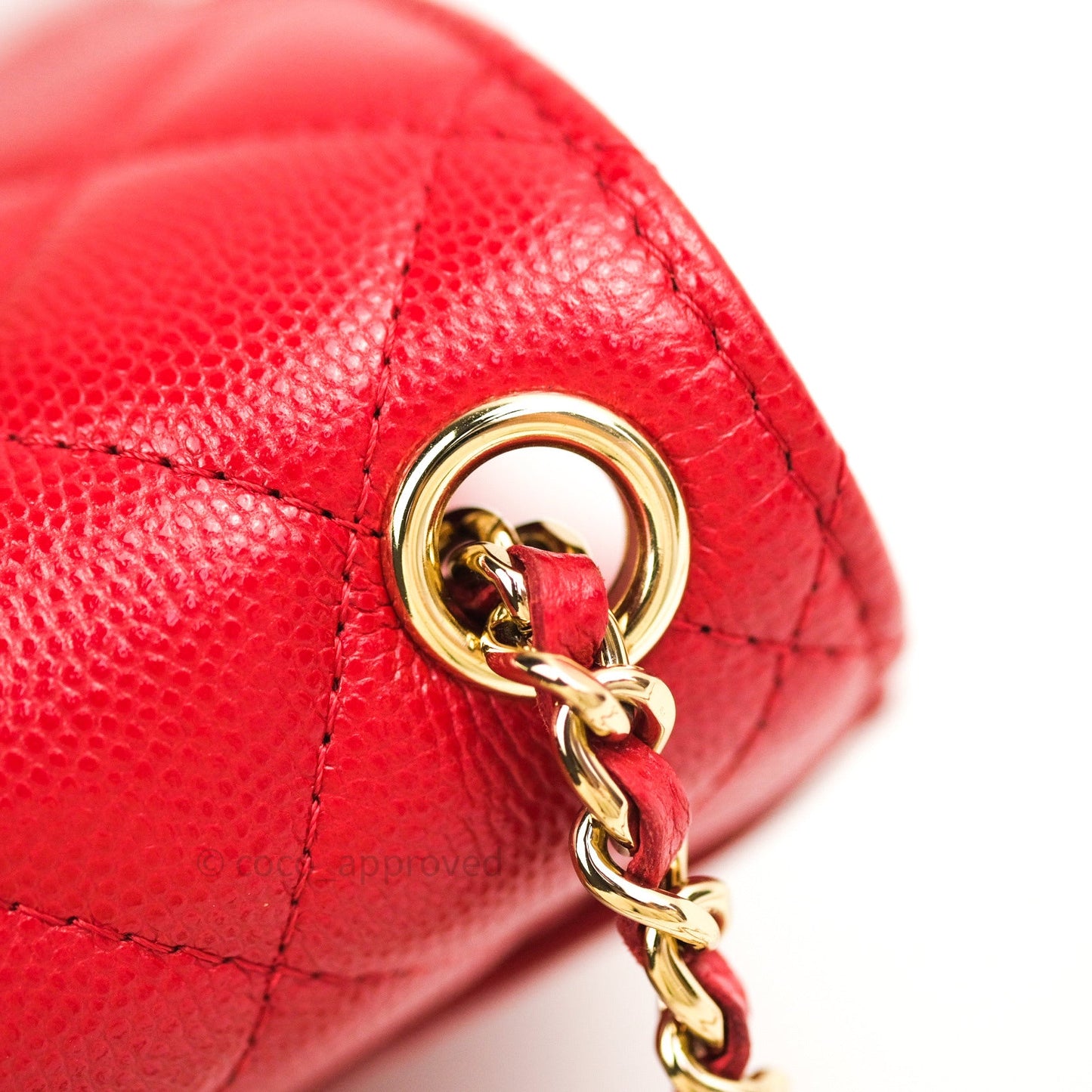 Chanel Classic Red Caviar Gold Hardware Phone Holder