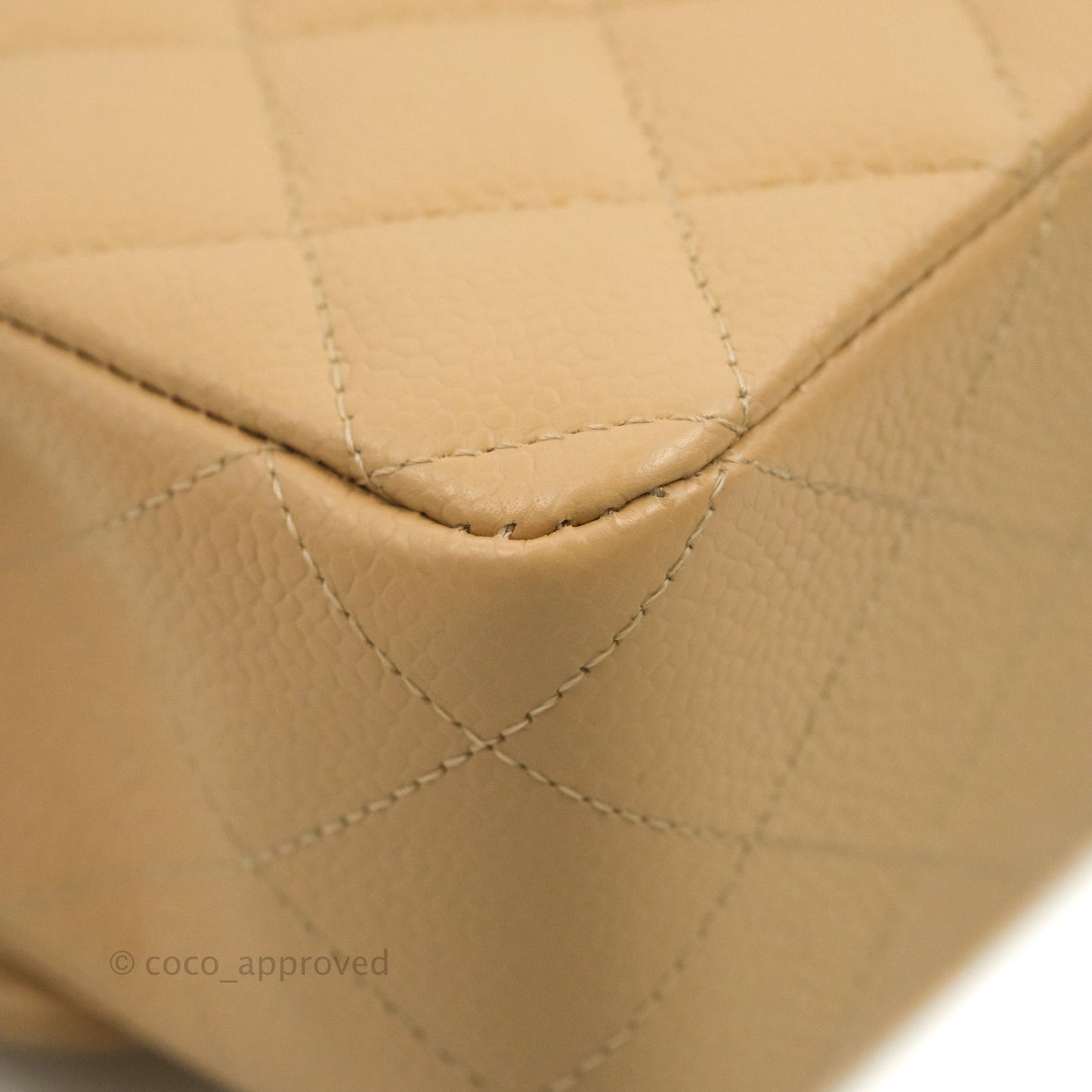 Chanel Classic M/L Medium Flap Quilted Beige Caviar Gold Hardware