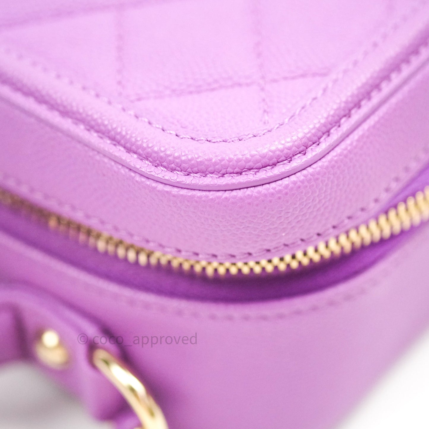 Chanel Quilted Medium CC Filigree Vanity Case Purple Caviar Gold Hardware