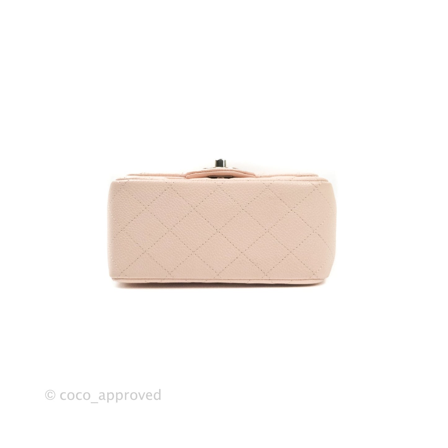 Chanel Mini Square Sakura Pink Caviar Silver Hardware