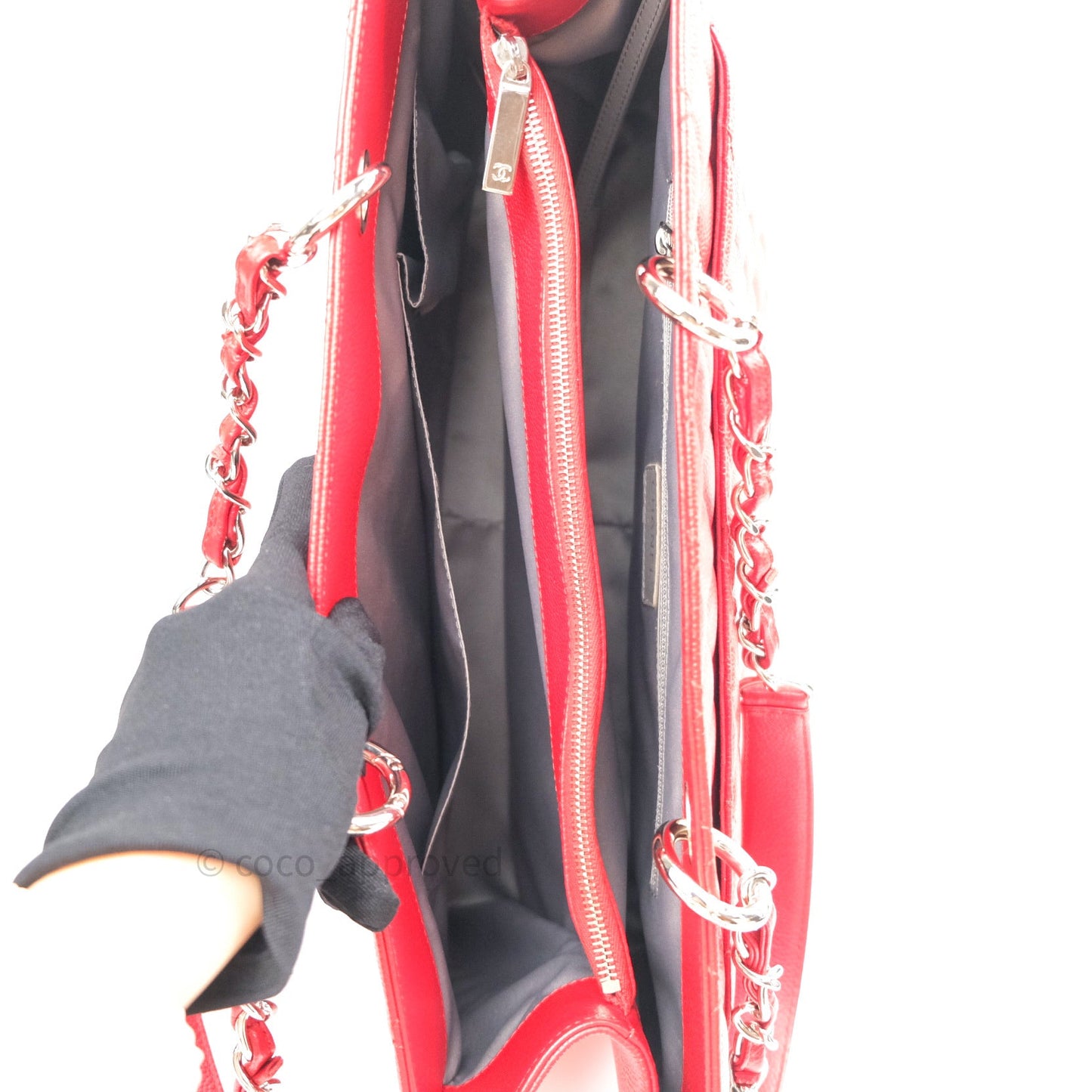 Chanel XL Grand Shopping Tote GST Red Caviar Silver Hardware