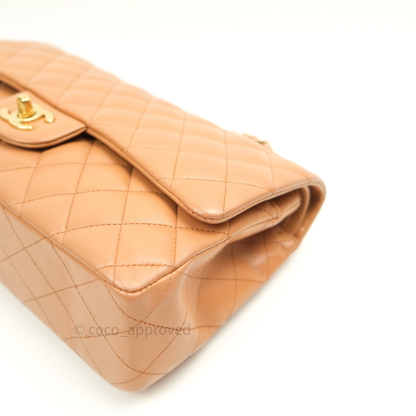Chanel Classic M/L Beige Lambskin Gold Hardware