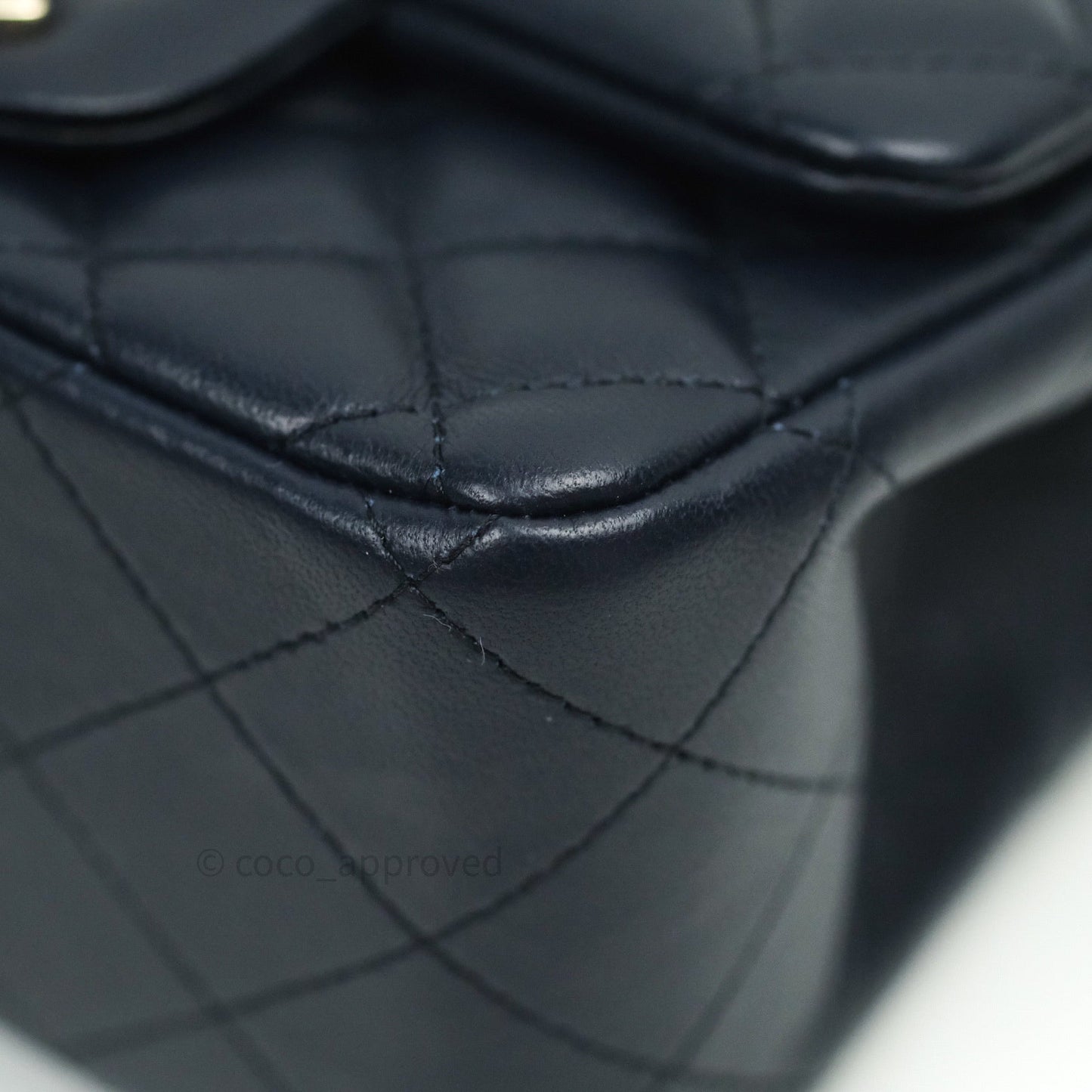 Chanel Mini Square Navy Lambskin Gold Hardware