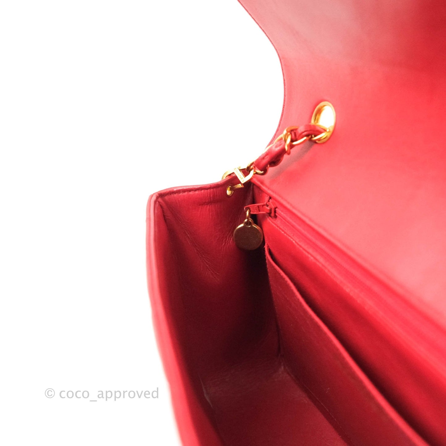 Chanel Red Quilted Lambskin Medium Vintage Classic Diana Flap Bag