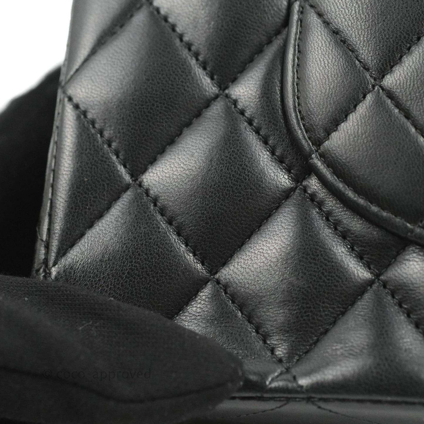 Chanel Classic M/L Medium Flap Quilted Black Lambskin Silver Hardware