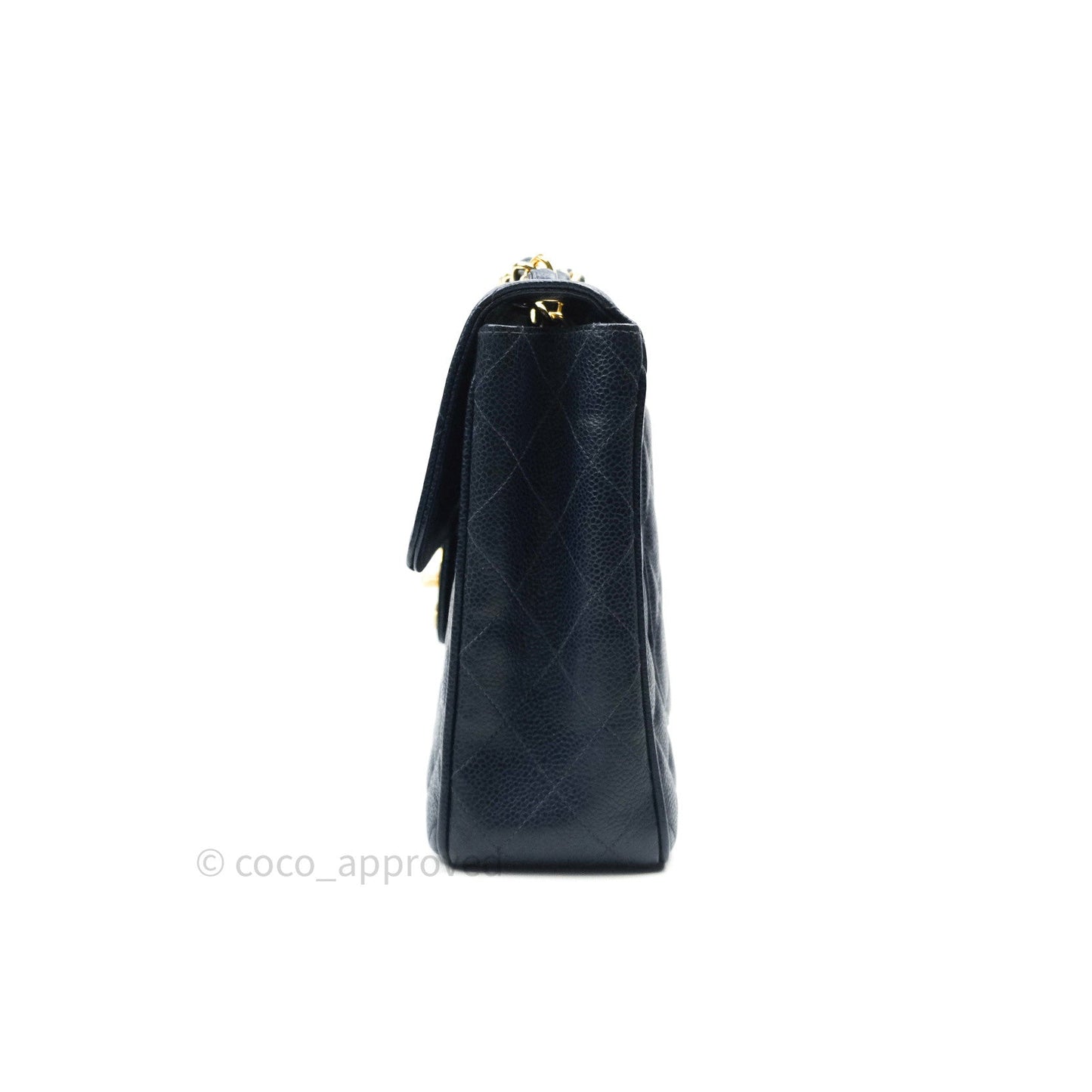 Chanel Vintage XL Jumbo Single Flap Navy Caviar 24K Gold Hardware