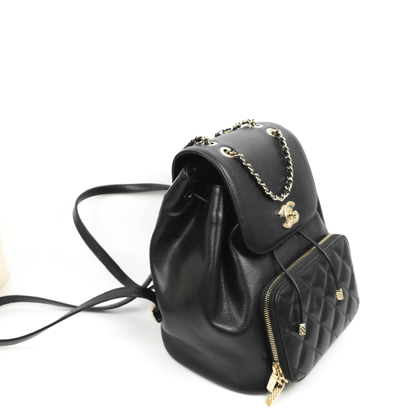 Chanel Quilted Business Affinity Backpack Black Caviar Gold Hardware