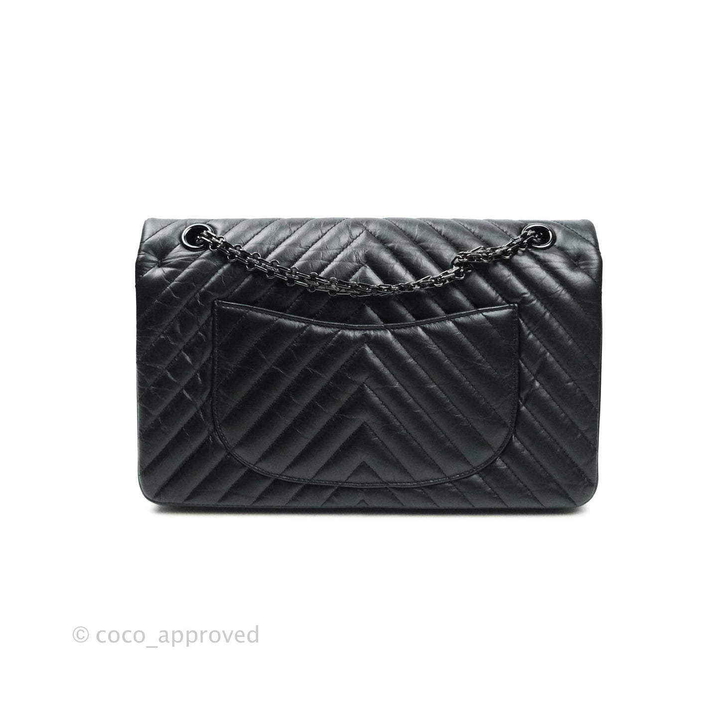 Chanel Reissue Chevron Aged Calfskin So Black Hardware 226