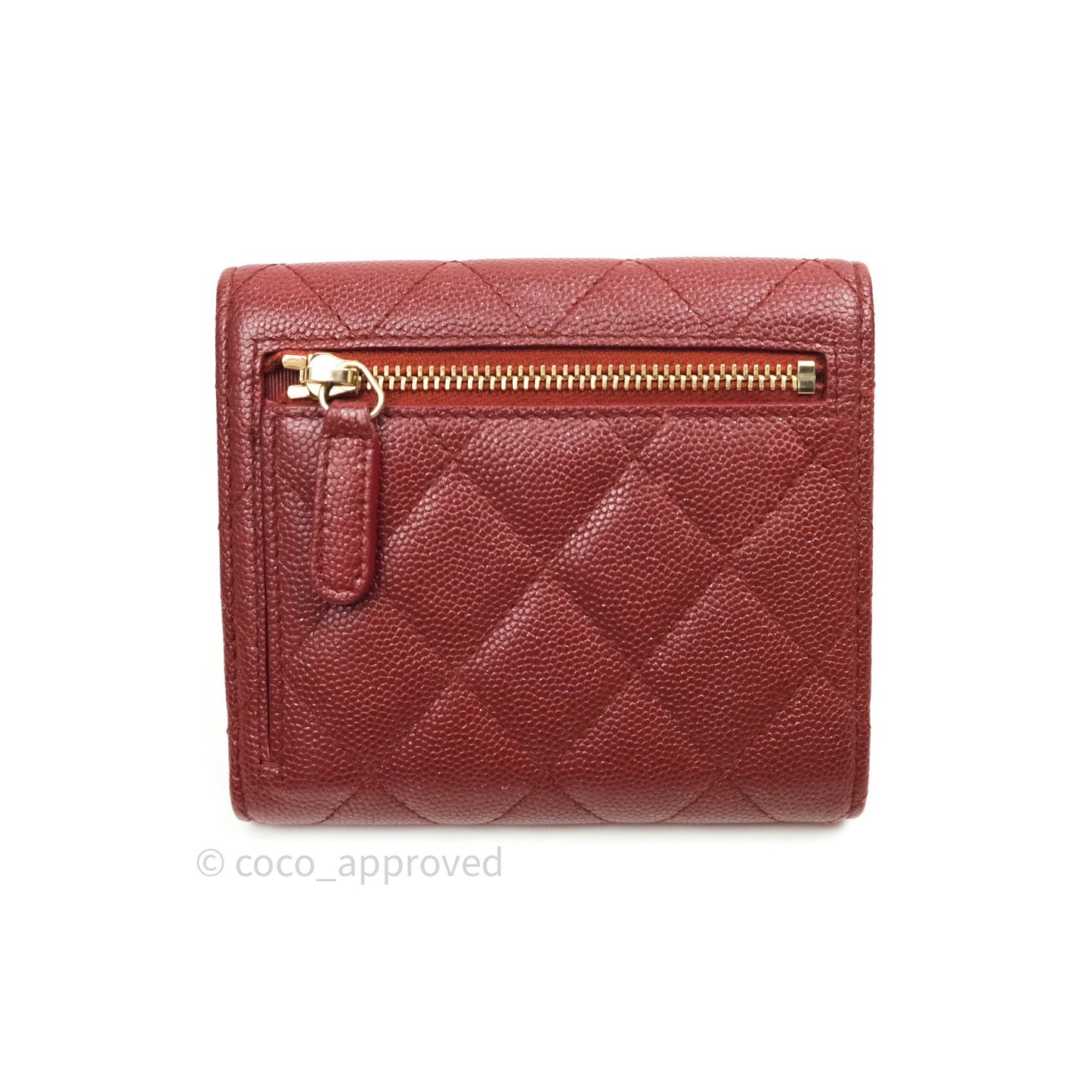 Chanel Classic Small Compact Wallet Iridescent Burgundy Gold Hardware