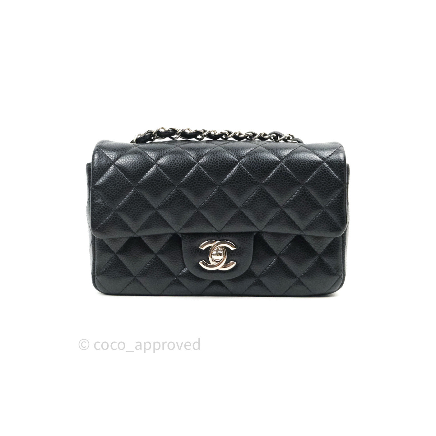 Chanel Quilted Mini Rectangular Black Caviar Silver Hardware