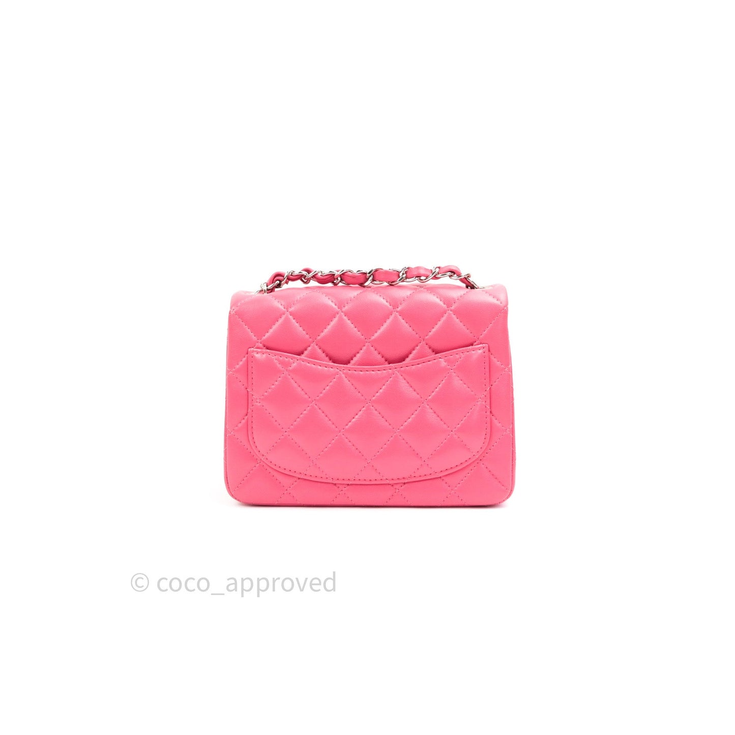 Chanel Mini Square Pink Lambskin Silver Hardware