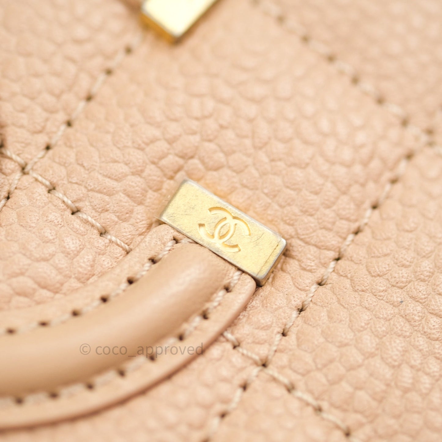Chanel Quilted Small CC Filigree Vanity Case Beige Beige Caviar