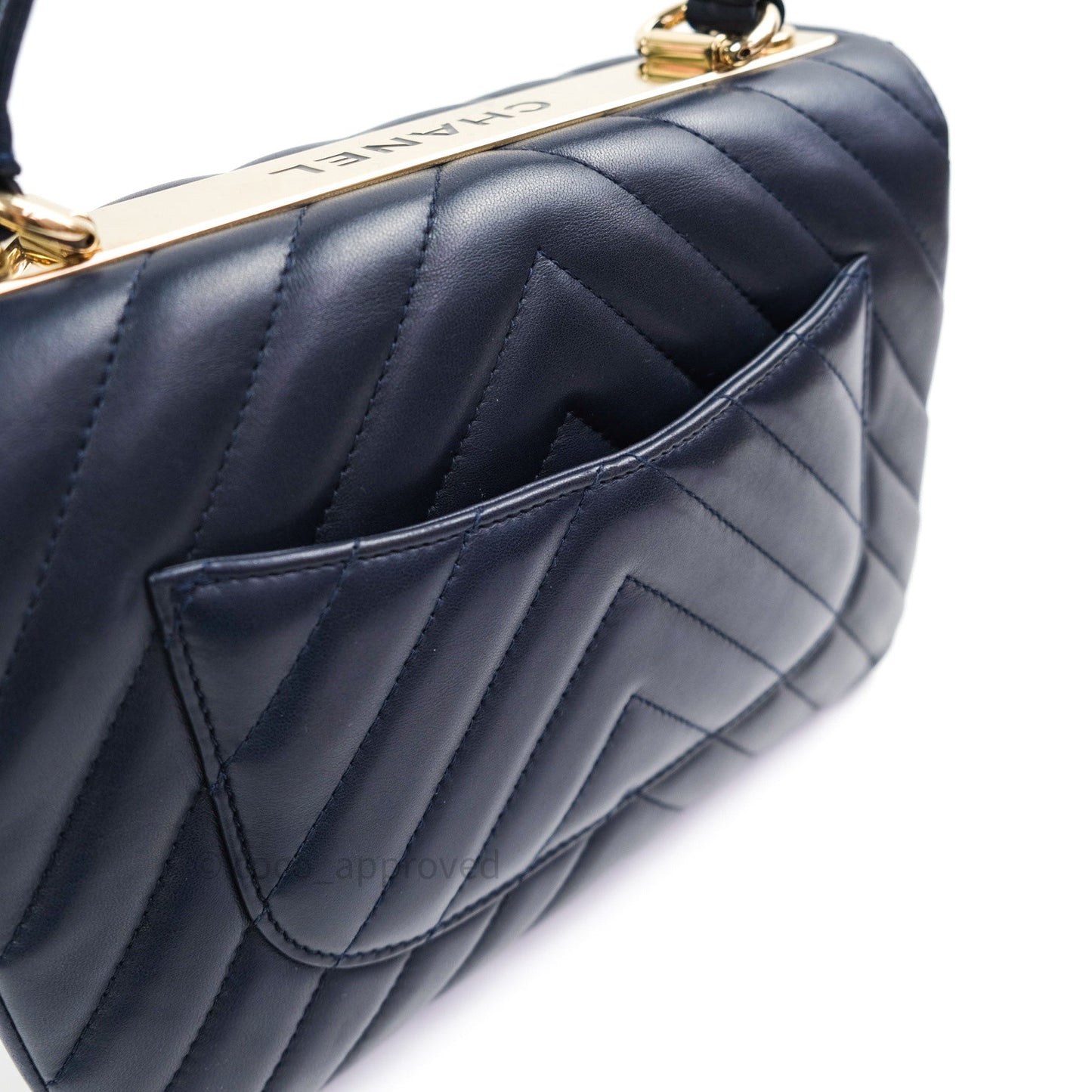 Chanel Trendy CC Small Chevron Navy Lambskin Gold Hardware
