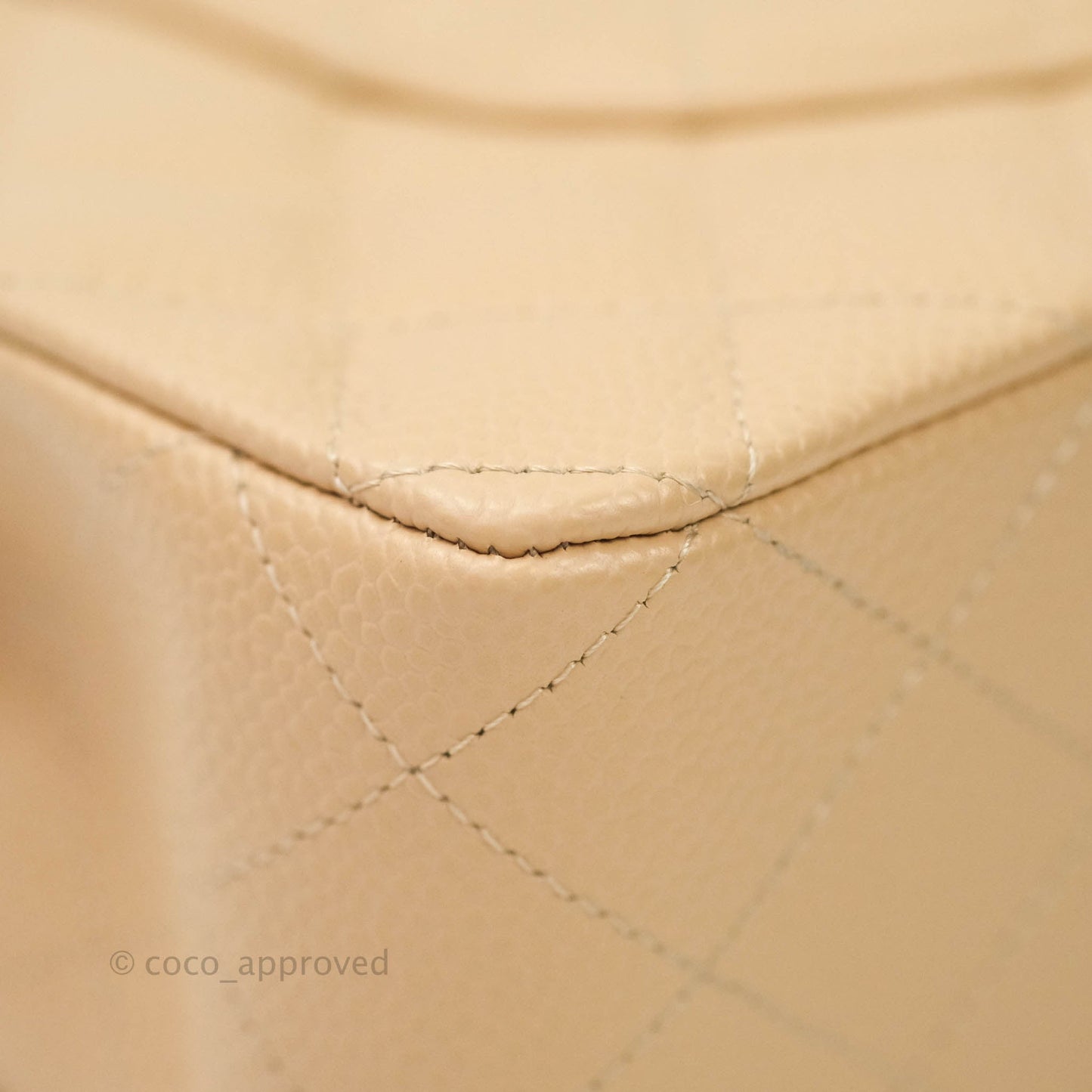 Chanel Classic M/L Medium Double Flap Bag Beige Caviar Gold Hardware