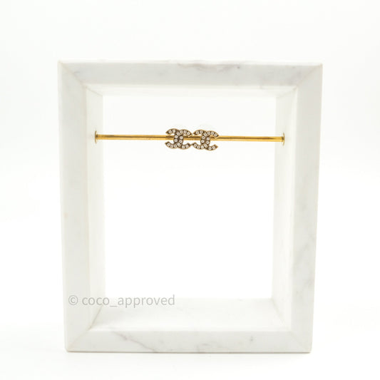Chanel Crystal CC Earrings Gold Tone