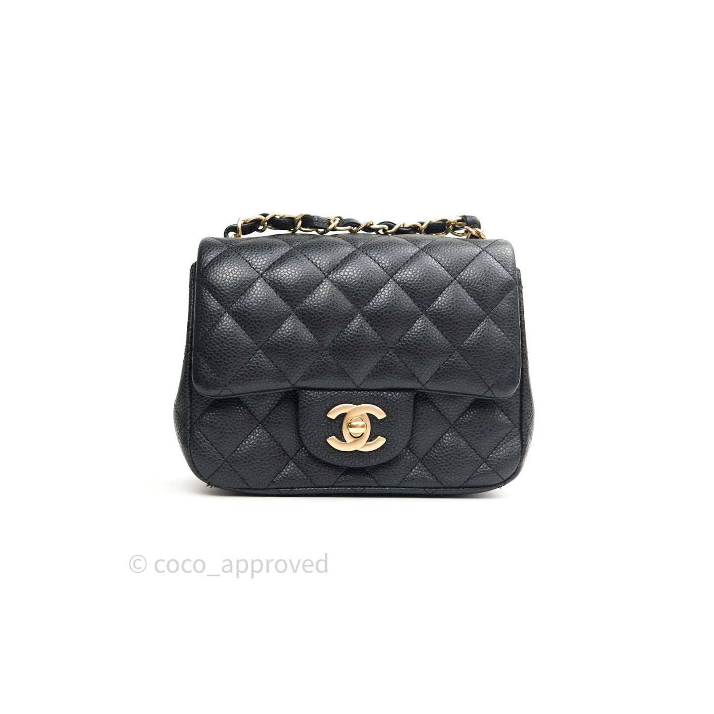 Chanel Mini Square Dark Gray Caviar Gold Hardware